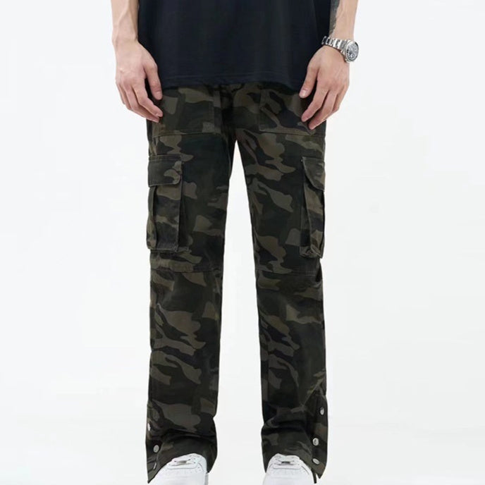 Retro Hip Hop Camouflage Wide-leg Overalls