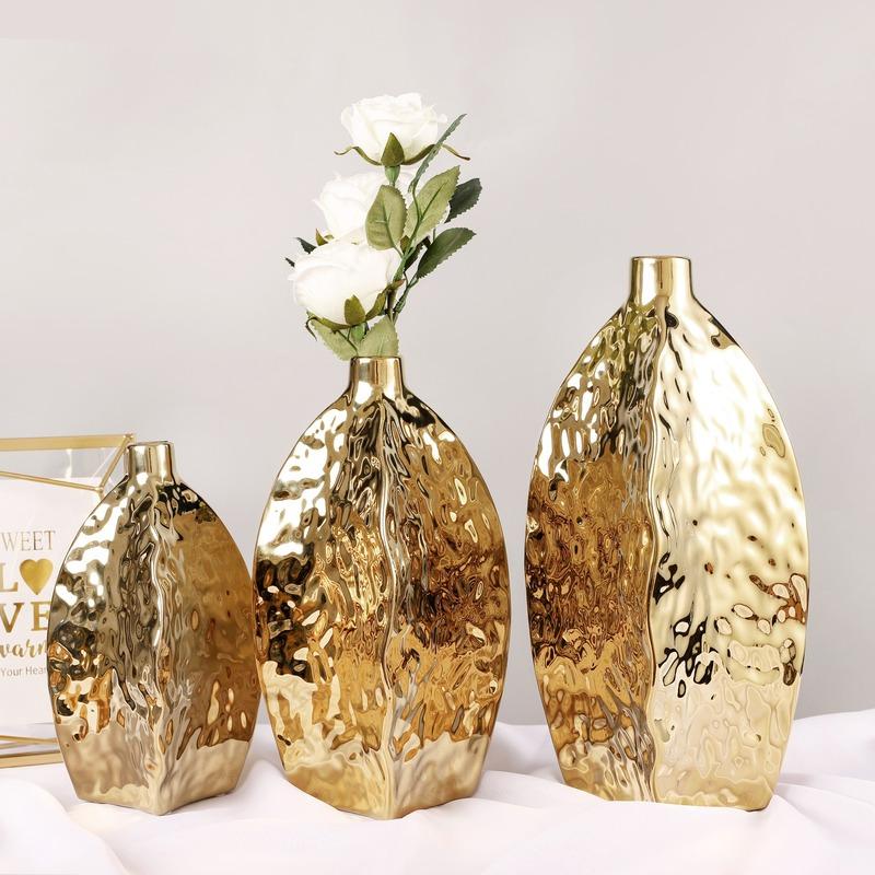 Ceramic Electroplated Gold Vase for Elegant Flower Arrangements - Modern Home Decor