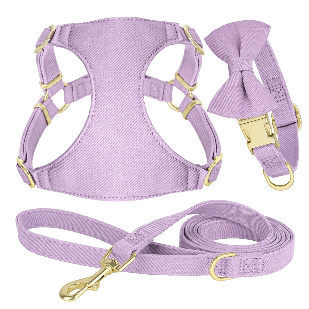 Bowtie Dog Collar Harness Leash Set