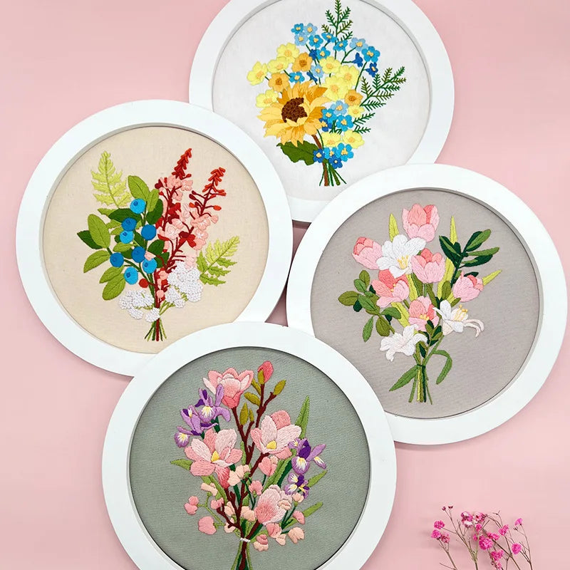 Flower Embroidery Kit for Beginners