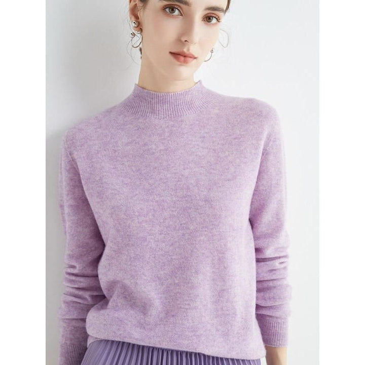 Luxurious Merino Wool Mock-Neck Pullover for Women