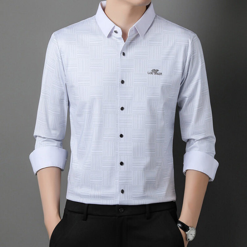 Casual Long Sleeve Lapel Seamless Adhesive Shirt