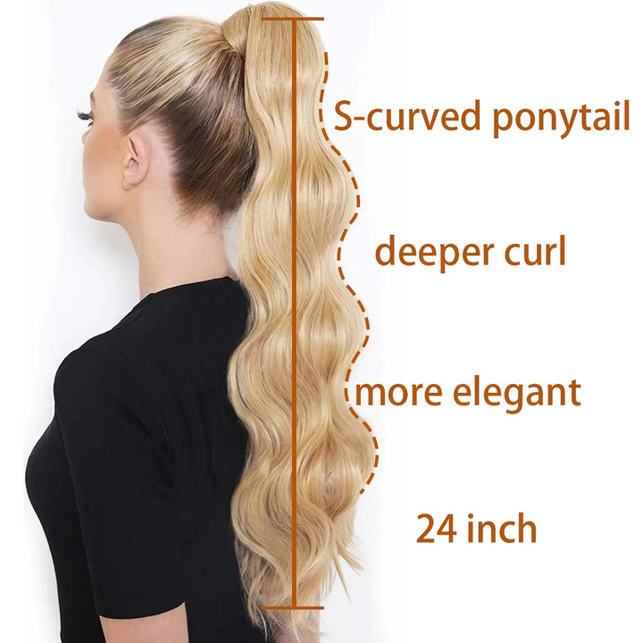 Blonde Wavy Hollywood Style Clip-In Ponytail