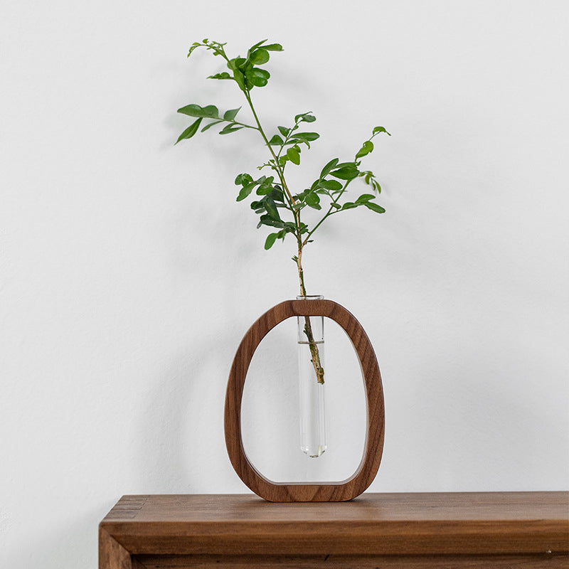 Walnut Solid Wood Flower Vase - Modern Creative Plant Stand