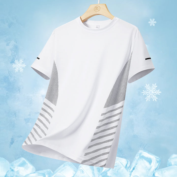 Summer Ice Silk Quick-Dry Running T-Shirt with Reflective Print