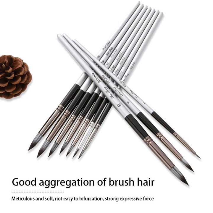 10pcs Round Artist Paint Brushes Set - Synthetic Nylon Tips