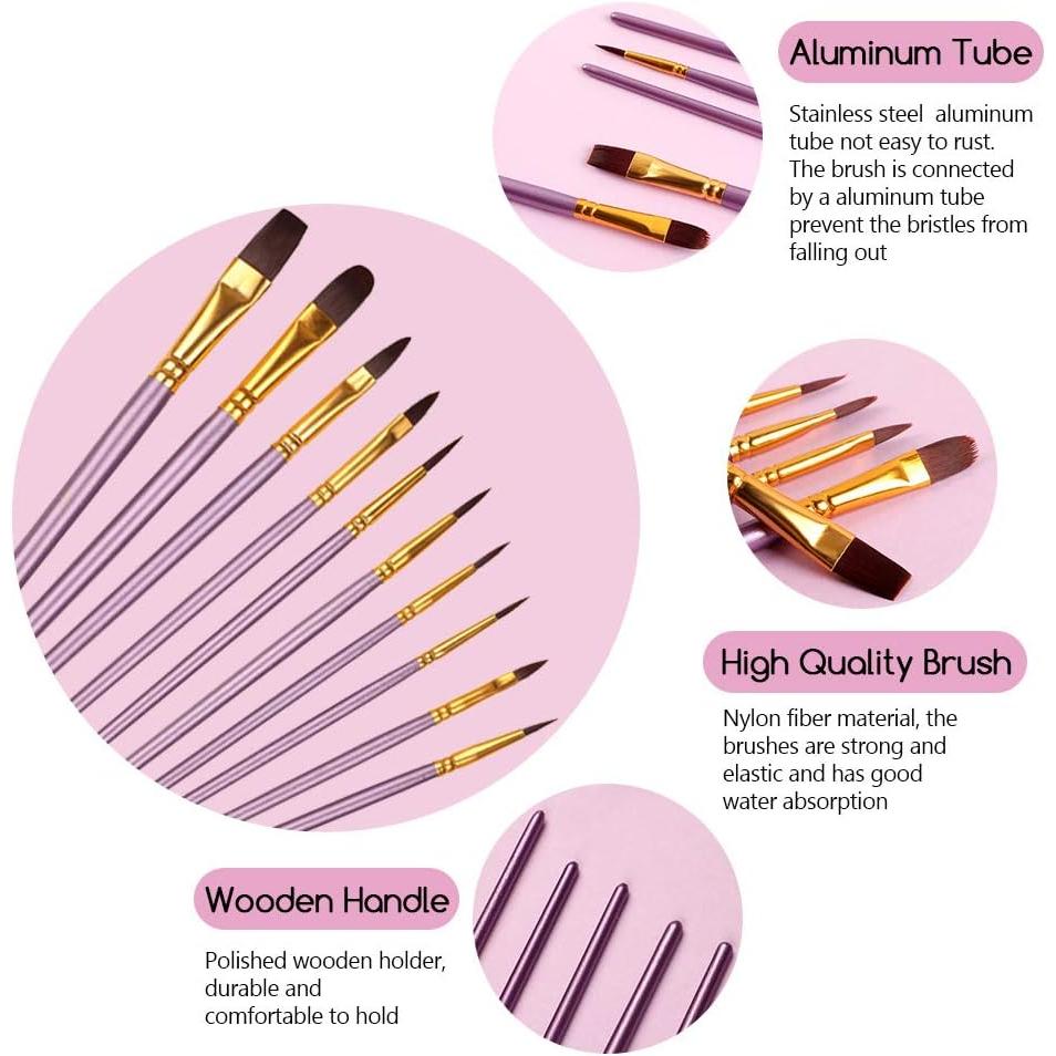 10-Piece Nylon Hair Artist Painting Brush Set