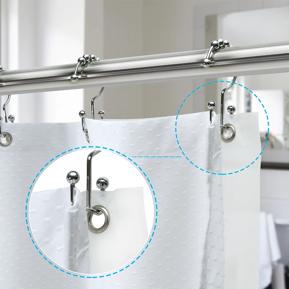 12-Pack Metal Double Glide Shower Curtain Hooks