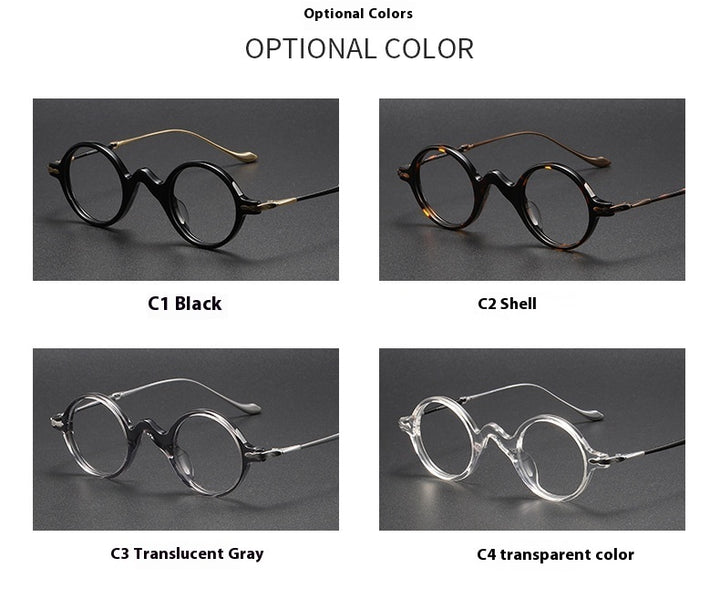 Sheet Metal Eyeglass Frame Fashion Retro Small Face With Myopic Glasses Option Pure Titanium Glasses Rim Men