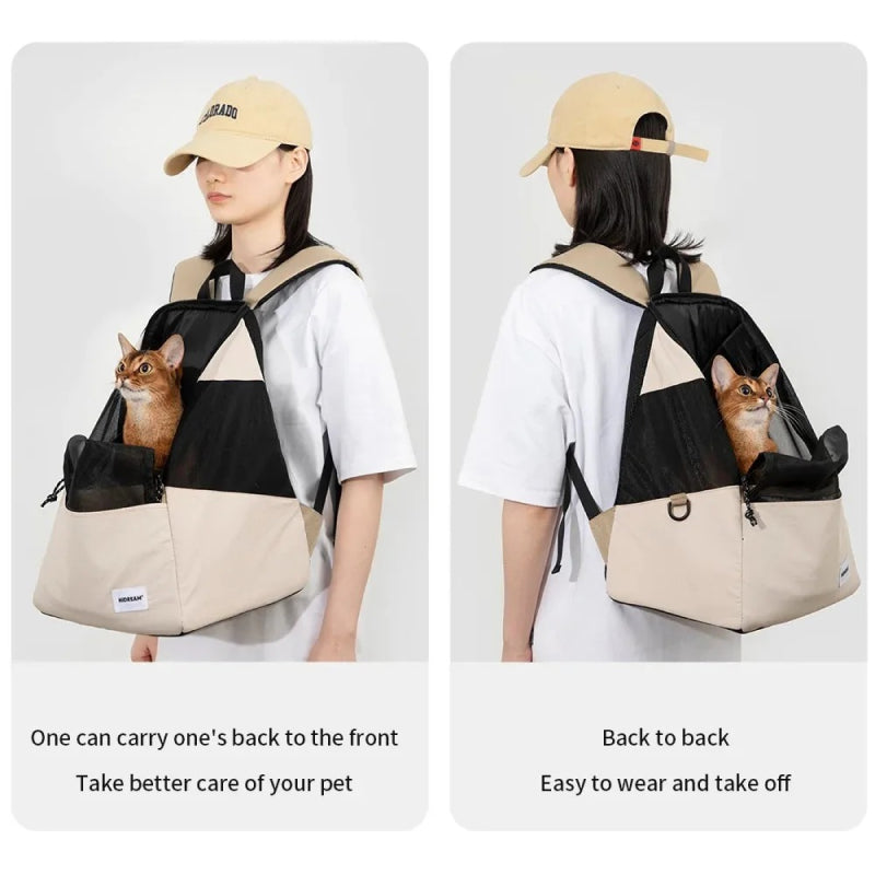 Breathable Canvas Lightweight Cat Backpack for Outdoor Travel