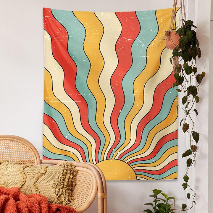 Retro Sunshine Tapestry - 70s Bohemian Wall Art