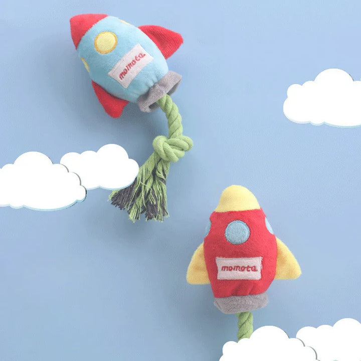 Rocket Shaped Plush Chew Toy for Dogs – Durable Corduroy Bite Resistant Toy