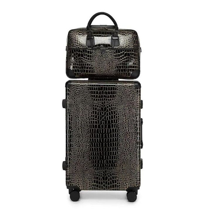 Luxurious Crocodile Print Travel Luggage & Handbag Set