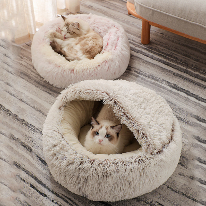 Cozy Round Plush Cat Bed