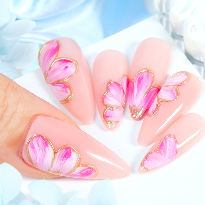 10Pcs Long Almond Press-On Nails Set