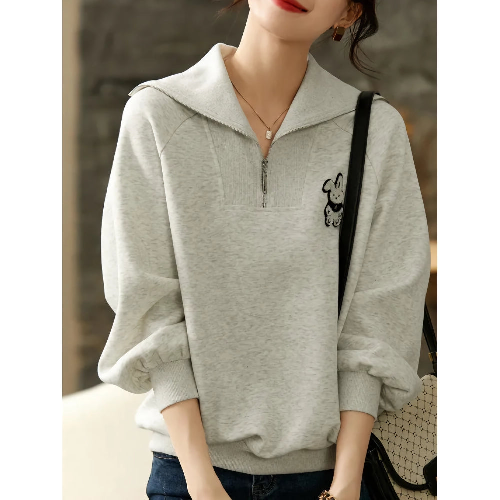 Half Zip Up Loose Sweatshirt