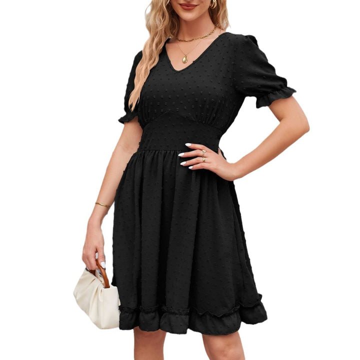 Women's Jacquard V-neck Waist-tight Beach Casual Dress