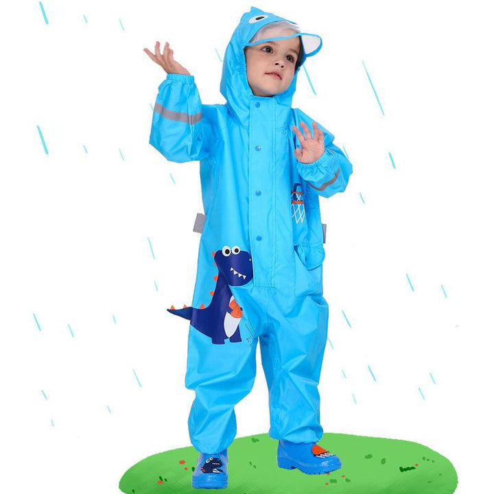 Kids' Dinosaur-Themed Waterproof Rain Jumpsuit