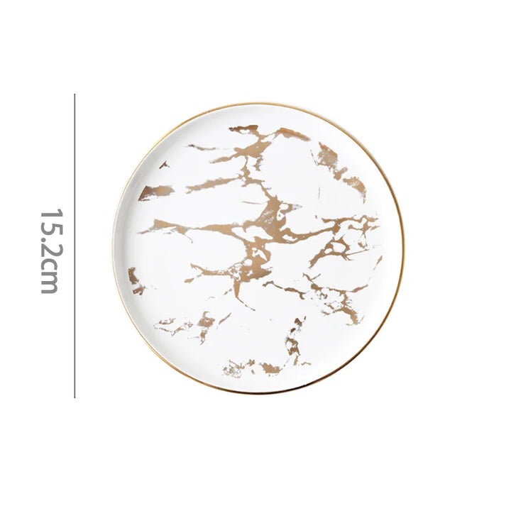 Elegant Nordic Ceramic Dinner Plates with Gold Inlay