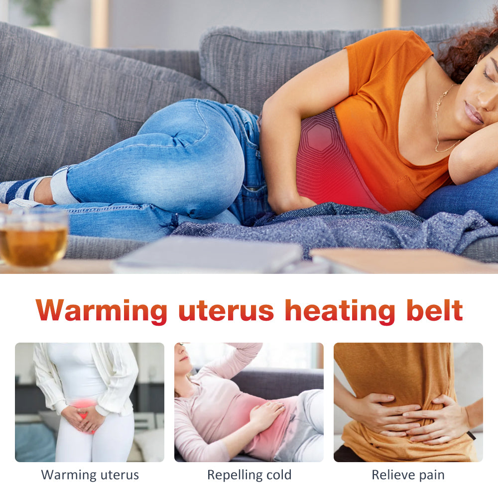 Electric Heated Waist & Uterus Warming Belt with Graphene Heating Pads – 3 Gear Hot Compress for Full-Body Relief