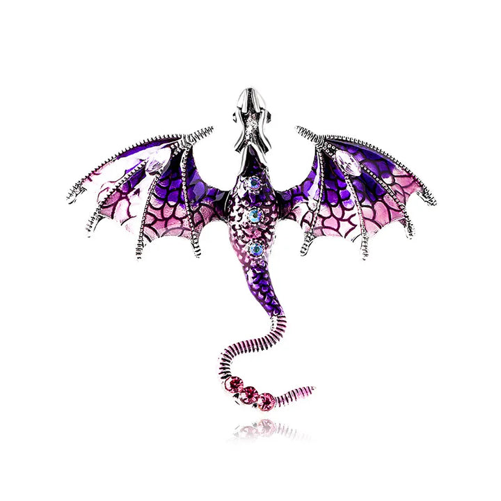 Vintage Enamel Flying Dragon Brooch