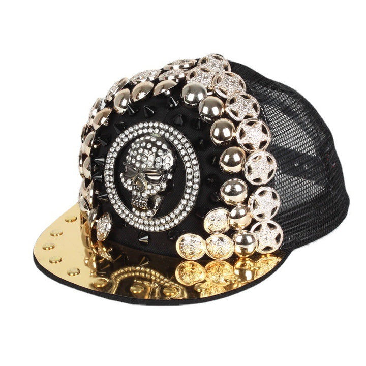 Men Women Handmade Skull Leopard Head Rivet Baseball Cap