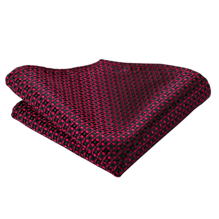 Burgundy Black Plaid Silk Necktie Set for Men