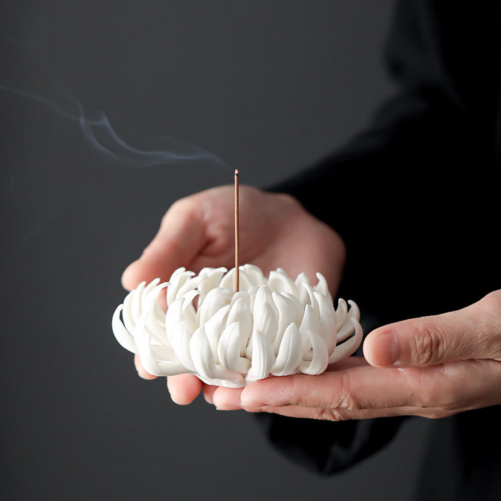 Chrysanthemum Ceramic Incense Burner