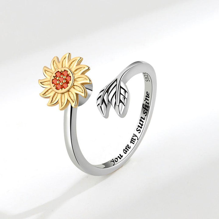 Fashion Adjustable Sunflower Rotating Ring - Trendha