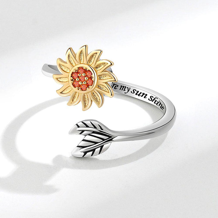 Fashion Adjustable Sunflower Rotating Ring - Trendha
