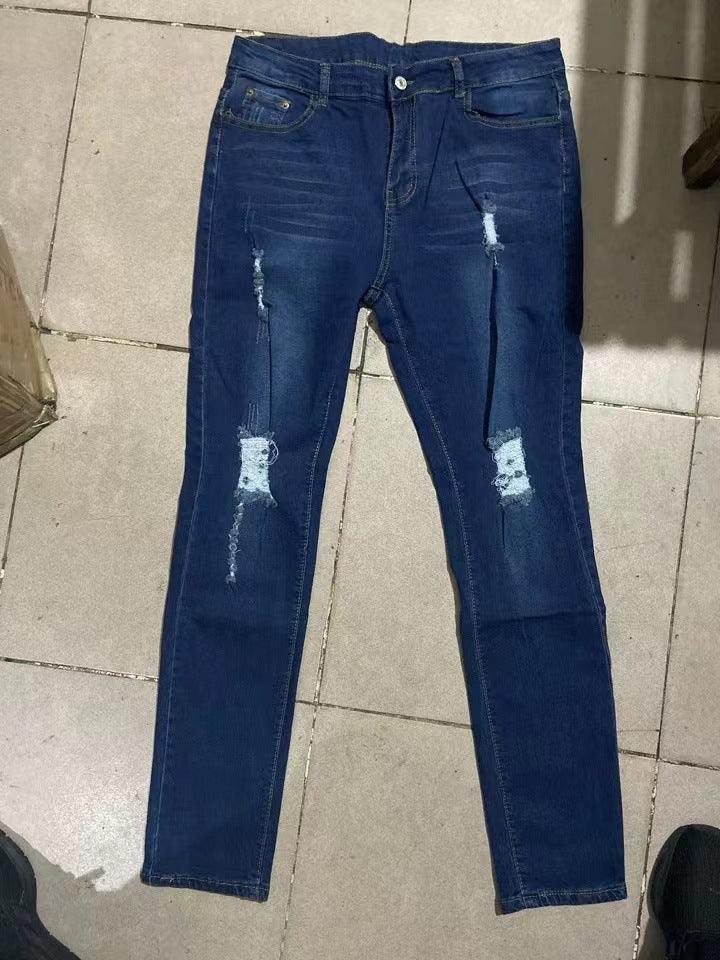 Fashion Holes Jeans Student Pants - Trendha