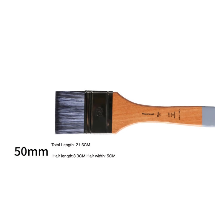 Flat Head Nylon Hair Paint Brush - Versatile Oil & Acrylic Artist Brush