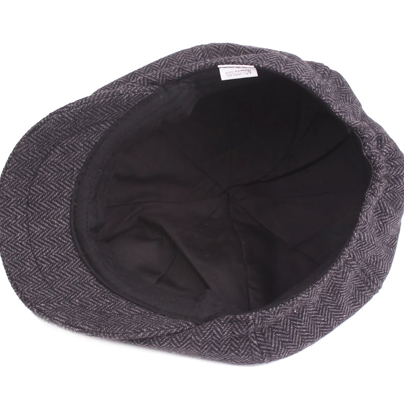 Vintage Wool Herringbone Flat Cap