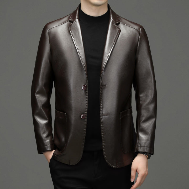 Sheepskin Suit Collar Men's Autumn And Winter Leather Jacket