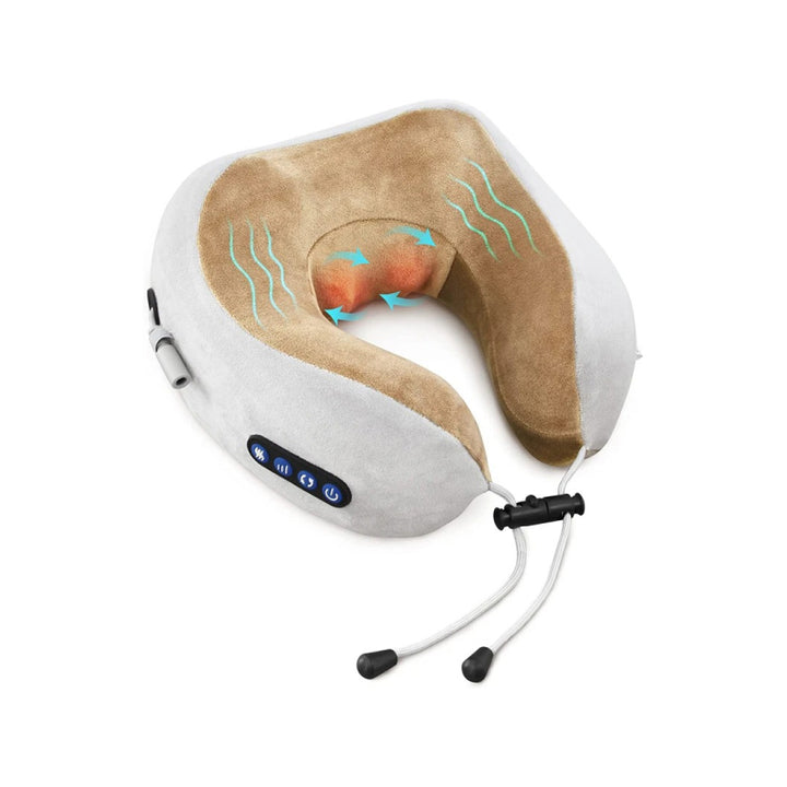 Electric U-Shaped Heated Neck Massage Pillow for Travel & Home Relaxation