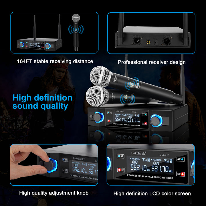 Dual Channel Wireless Microphone System for Karaoke Parties