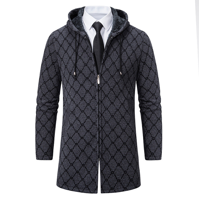 Men's Mid-length Sweater Fashion Casual Hooded Coat