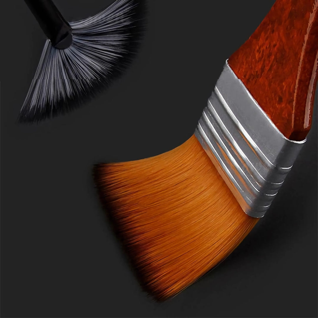 24-Piece Professional Paint Brush Set with Wooden Handles and Canvas Bag