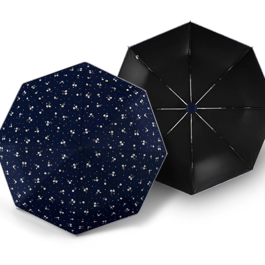 Automatic Floral Folding Umbrella for Women - UV Blocking & Windproof