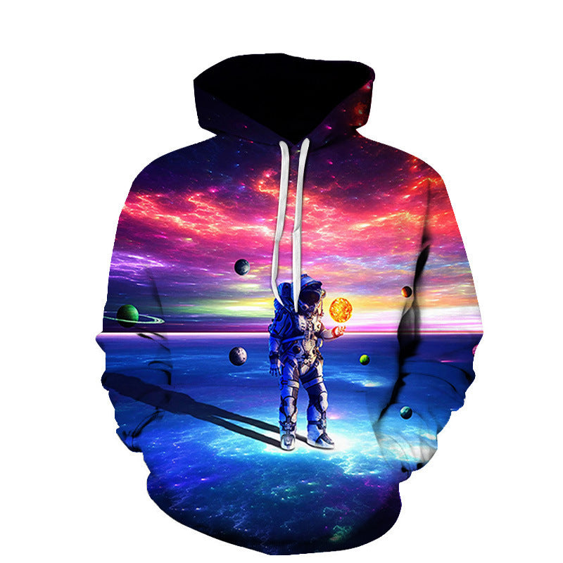 Starry Sky Digital Printing Pullover Leisure Hooded Sweater