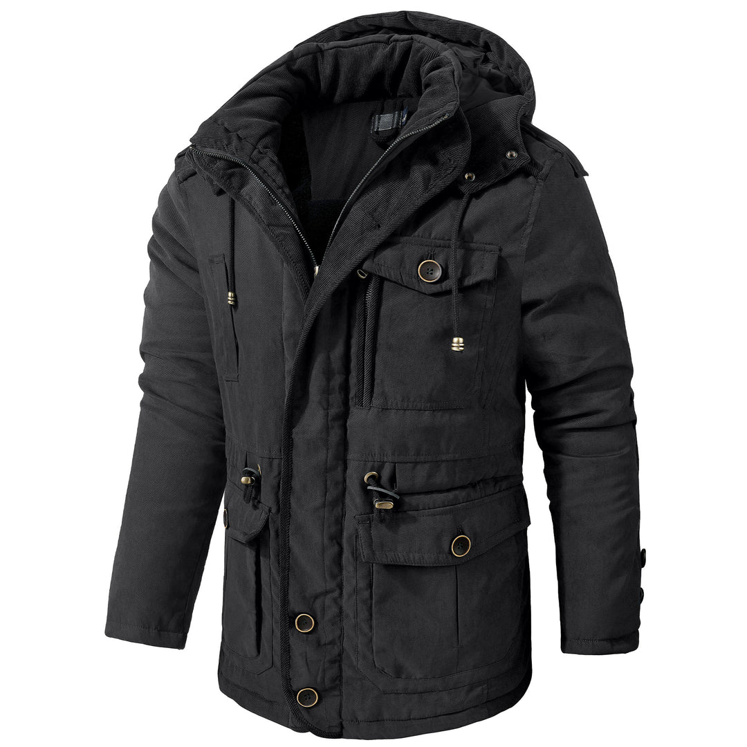 Men's Plus Size Mid-length Fleece-lined Thickened Cotton-padded Coat