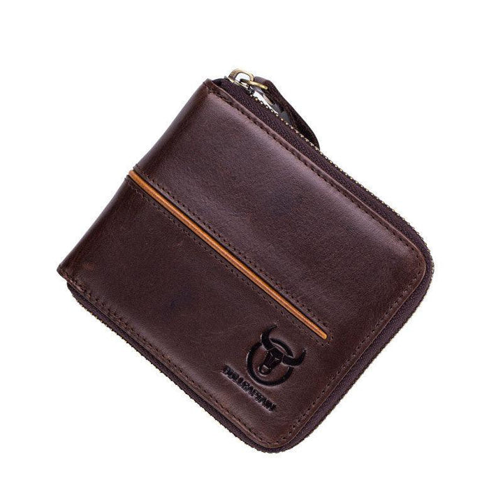 Genuine Leather Men's Horizontal Multi-card Zipper - Trendha