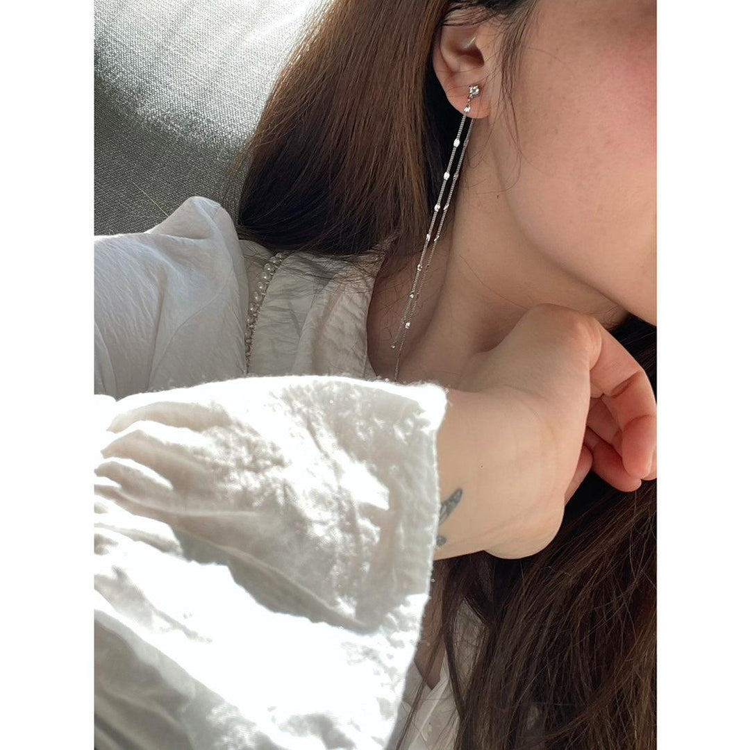 Han Temperament Long Tassel Sequin Female Earrings - Trendha