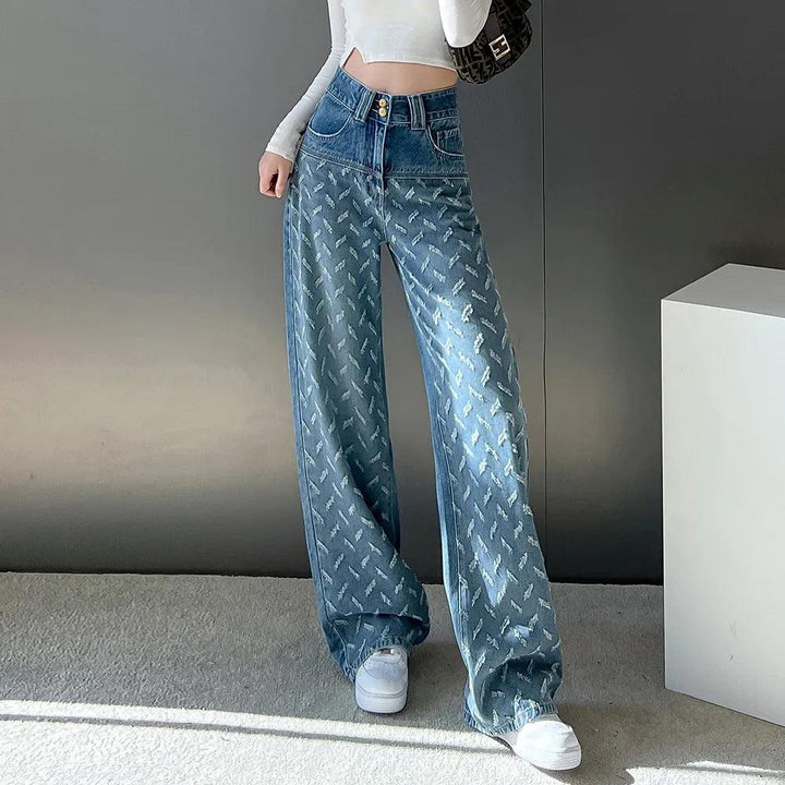 Jeans Women's Wide-leg Trousers High Waist Gradient Color - Trendha
