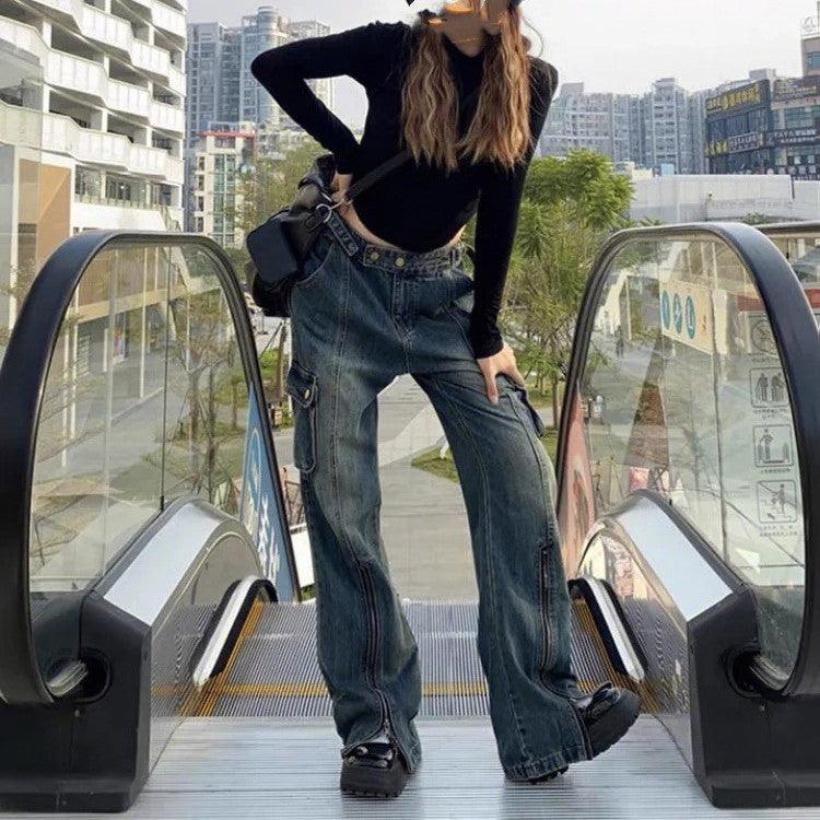 Men's And Women's Fashion Simple Vintage Straight Jeans - Trendha