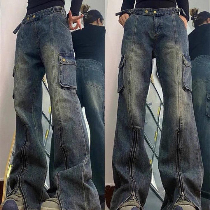 Men's And Women's Fashion Simple Vintage Straight Jeans - Trendha