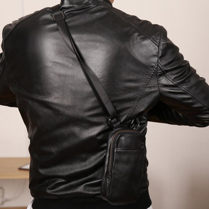 Men's Cowhide One Shoulder Oblique Straddle Bag - Trendha
