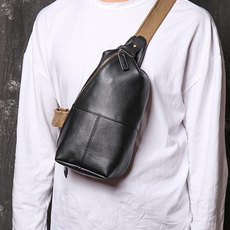 Men's Leather Casual Cross-body Chest Bag - Trendha