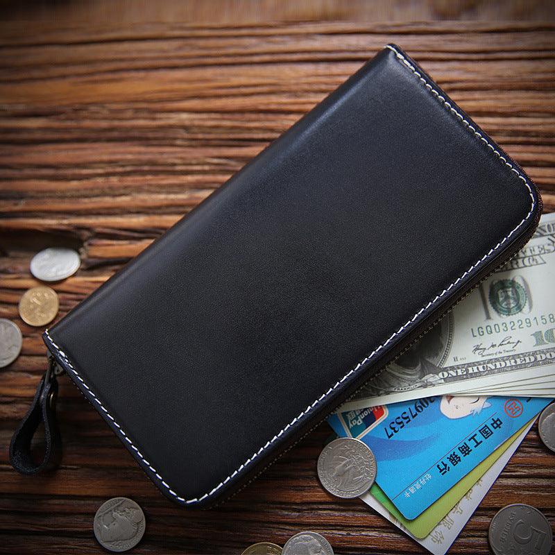 Men's Long Wallet Leather Zipper Wallet Layer - Trendha