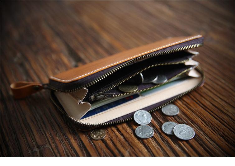 Men's Long Wallet Leather Zipper Wallet Layer - Trendha